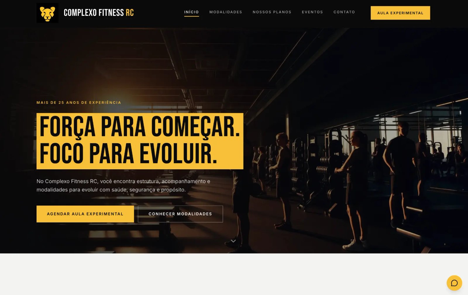 Mockup do site Complexo Fitness RC, academia desenvolvida pela Konnexo